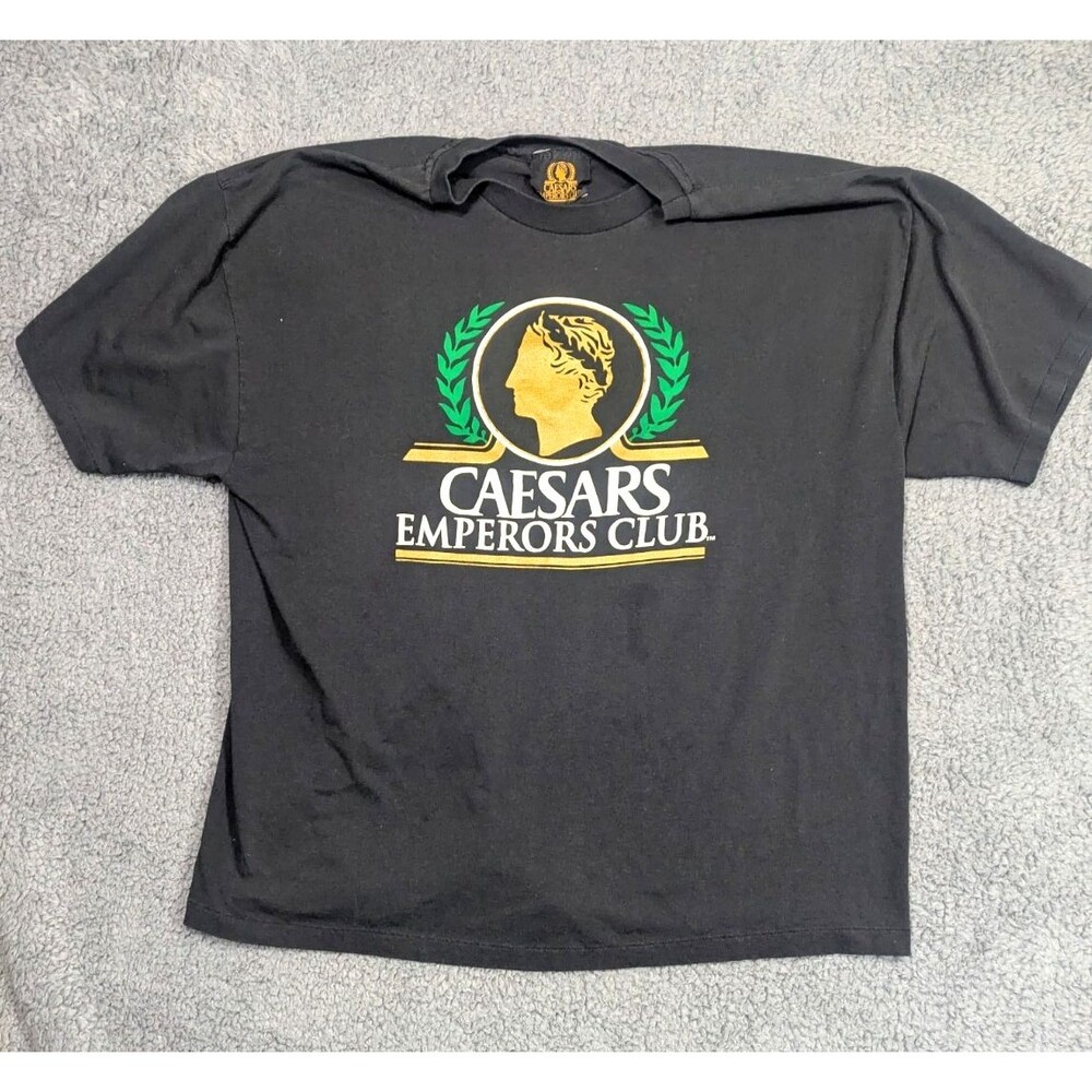Vintage Caesars Emperors Club T Shirt Mens XXL Tall Black Single Stitch USA